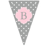 Graue, weiße und pastellrosa Polka Dot Baby Dusche Wimpelkette (Dritte Fahne)