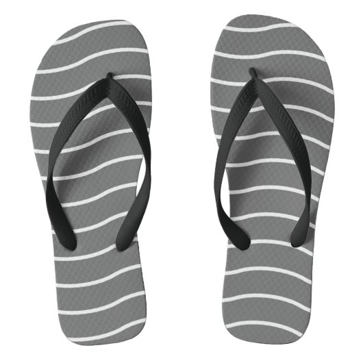 Graue, weiße Wellenmuster Flip Flops Badesandalen (Fußbett)