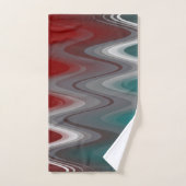 Graue Wellen auf Bordeaux aquamarin Badhandtuch Set (Handtuch)