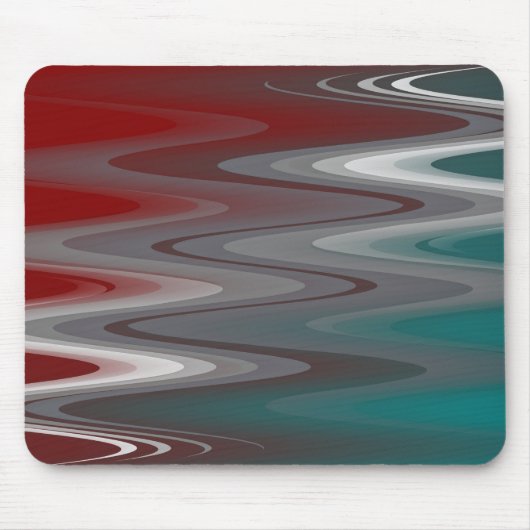 Graue Wellen auf Bordeaux aquamarin Mousepad (Vorne)