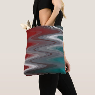 Graue Wellen auf Bordeaux aquamarin Tasche
