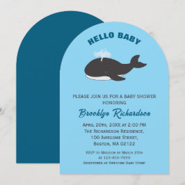 Graue Whale Blau unter dem Meer Hallo Baby Dusche Einladung