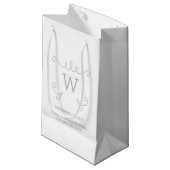 Graue Whimsical-Geblüht Monogram-Geschenktasche Kleine Geschenktüte (Vorderseite Schrägansicht)
