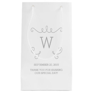 Graue Whimsical-Geblüht Monogram-Geschenktasche Kleine Geschenktüte