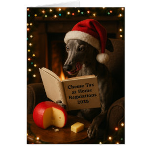Graue Whippet 'Käse-Steuer' Weihnachtsgrußkarte
