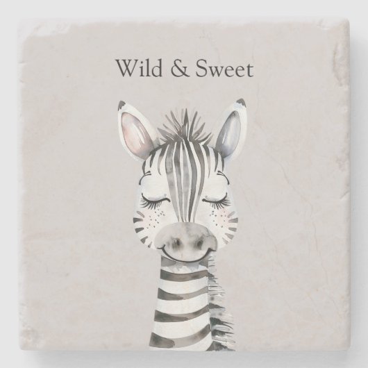 Graue Wilde & Süße Zebra Steinuntersetzer (Vorderseite)