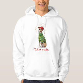 Graue Windhund-Weihnachts-Sweatshirt mit warmen Wü Hoodie