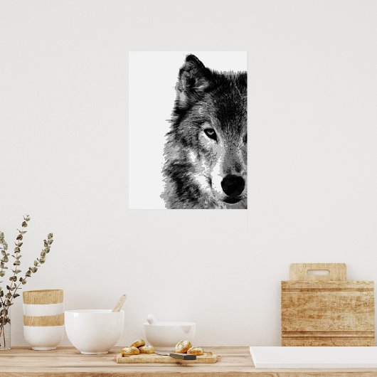 Graue Wolf Eye Artwork Poster Print (Küche)