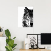 Graue Wolf Eye Artwork Poster Print (Heimbüro)