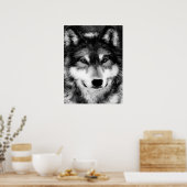Graue Wolf Eyes Motivierend Poster Print (Küche)