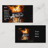Graue Wolf & Forest Fire Business Card Visitenkarte (Vorne/Hinten)