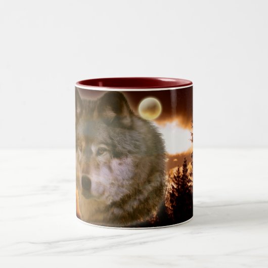 Graue Wolf & Forest Moon Tasse (Mittel)