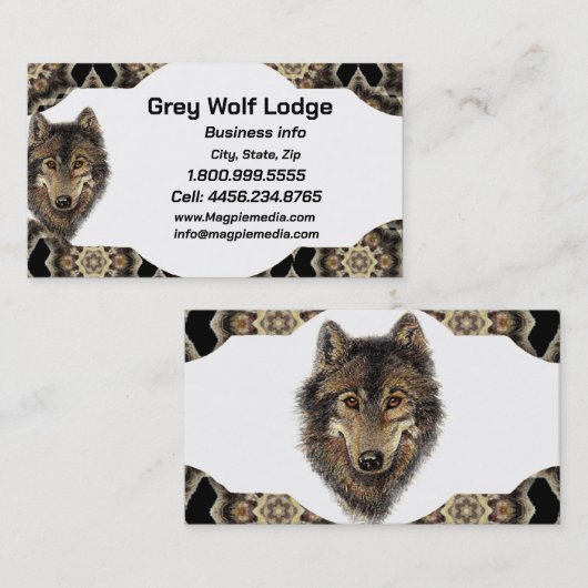 Graue Wolf Lodge Custom Business Card Visitenkarte (Vorne/Hinten)