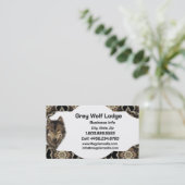 Graue Wolf Lodge Custom Business Card Visitenkarte (Stehend Vorderseite)