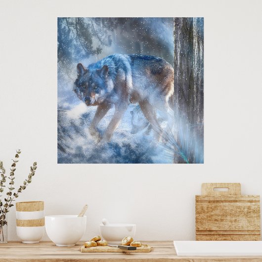 Graue Wolf-SAISON DER WOLF Poster (Küche)