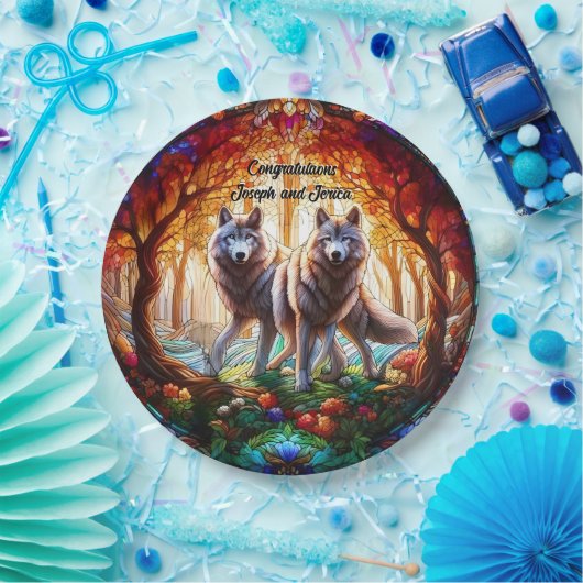 Graue Wölfe Pair Pappteller (Party)