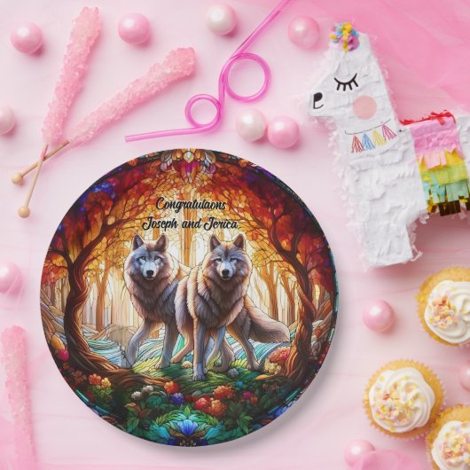 Graue Wölfe Pair Pappteller (Party)