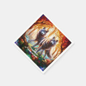 Graue Wölfe Pair Serviette (Ecke)