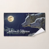 Graue Wölfe unter einem Vollmond Badhandtuch Set (Handtuch)