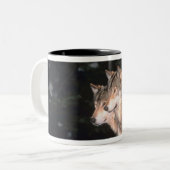 Graue Wölfe Zweifarbige Tasse (Vorderseite Links)