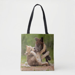 Graue Wolfwelpen ringen Tasche