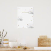 Graue Wolken und goldene Sterne Willkommen Poster (Küche)
