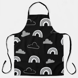 Graue Wolken und Regenbogen auf der schwarzen Schü Schürze