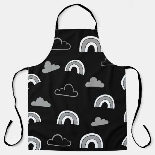 Graue Wolken und Regenbogen auf der schwarzen Schü Schürze (Vorderseite)