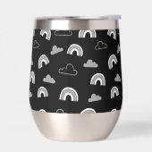 Graue Wolken und Regenbogen auf schwarzem Stemless (Links)