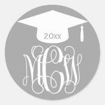 Graue Wt Vine Script Monogramm Abschluss DIY Hinte