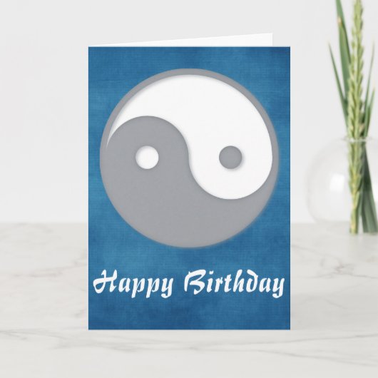 Graue Ying/Yang Happy Birthday Grußkarte Karte (Vorderseite)