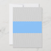 Graue Zickzack Blaue Kreuzung Taufe Christening Einladung (Rückseite)