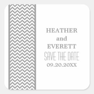 Graue, Zickzack Border Save the Date Stickers