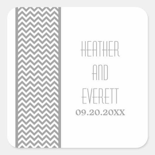 Graue Zickzack Border Wedding Stickers (Vorderseite)