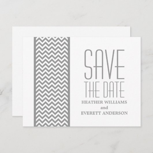 Graue Zickzack Grenze Save the Date Postkarte (Vorne/Hinten)