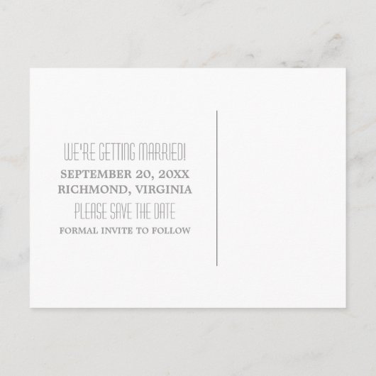 Graue Zickzack Grenze Save the Date Postkarte (Rückseite)