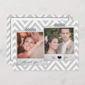 Graue Zickzack Hochzeit Danke Postcard Postkarte (Vorne/Hinten)