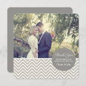 Graue Zickzack Hochzeit danken Ihnen zu kardieren Dankeskarte (Vorne/Hinten)