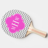 Graue Zickzack Hot-Pink-Folie 3 Monogramm Tischtennis Schläger (Seitenansicht)