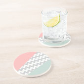 Graue Zickzack Minze und Korallen Getränkeuntersetzer (Seite)