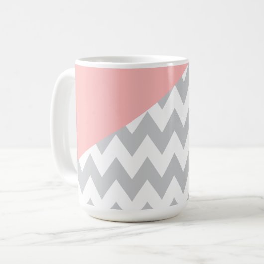 Graue Zickzack Minze und Korallen Kaffeetasse (Vorderseite Links)