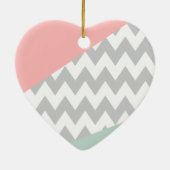 Graue Zickzack Minze und Korallen Keramik Ornament (Hinten)