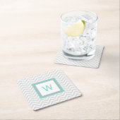 Graue Zickzack mit Monogramm PapierUntersetzer Rechteckiger Pappuntersetzer (Vor Ort)