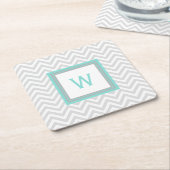 Graue Zickzack mit Monogramm PapierUntersetzer Rechteckiger Pappuntersetzer (angewinkelt)