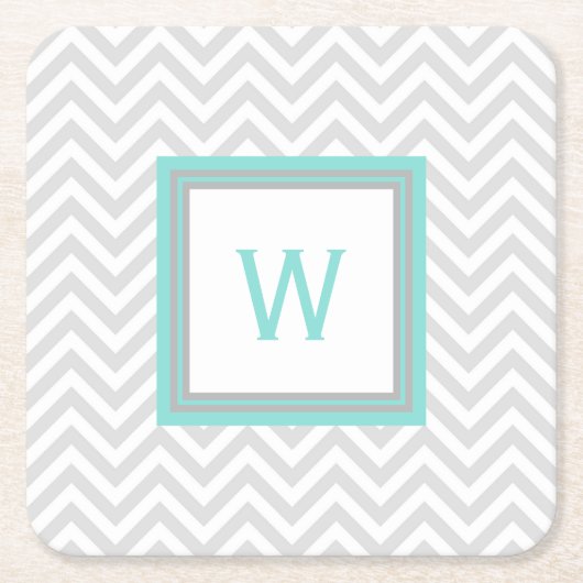 Graue Zickzack mit Monogramm PapierUntersetzer Rechteckiger Pappuntersetzer (Vorderseite)