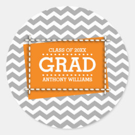 Graue Zickzack Muster für benutzerdefinierte Absch Runder Aufkleber