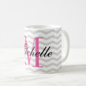 Graue Zickzack Muster-Tasse des personalisierten Kaffeetasse (VorderseiteRechts)