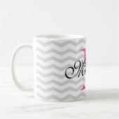 Graue Zickzack Muster-Tasse des personalisierten Kaffeetasse (Links)