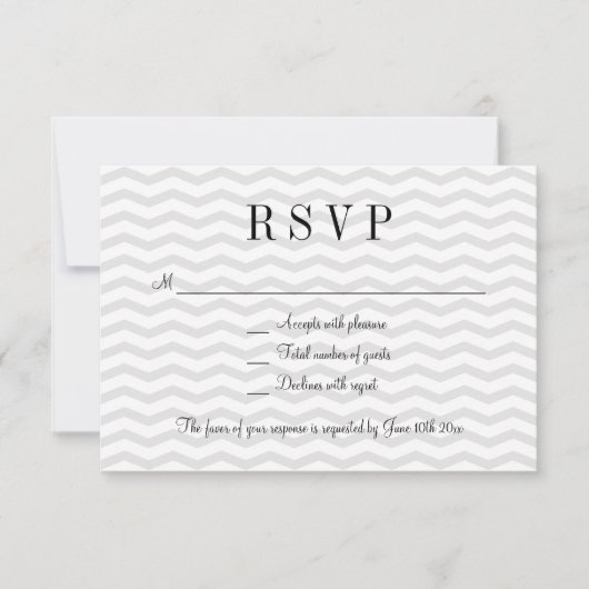 Graue Zickzack Muster UAWG Hochzeitskarten RSVP Karte (Vorderseite)