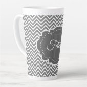 Graue Zickzack Personalisierte Latte-Tasse Milchtasse (Linke Ecke)